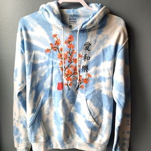 Artist Union Japan Cherry Tie Dye Hoodie - Men | Color: Blue | Size: S
